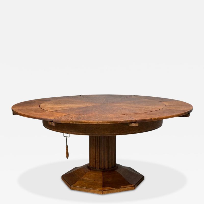 Josef Seiler Rare Expanding Dining Table Oak Germany 1920s