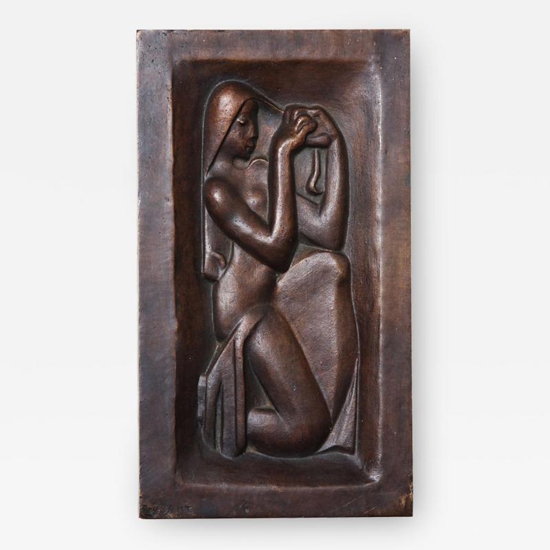 Joseph Cs ky Femme se peignant Bronze relief by Joseph Csaky