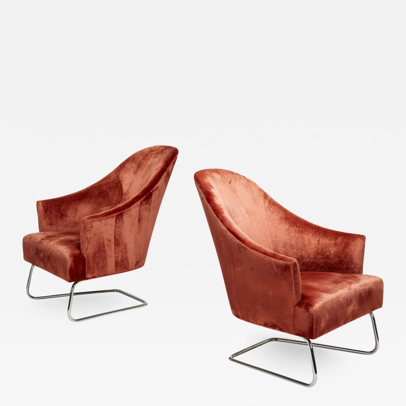 Joseph D Urso JOSEPH DURSO Cantilevered lounge chairs pair