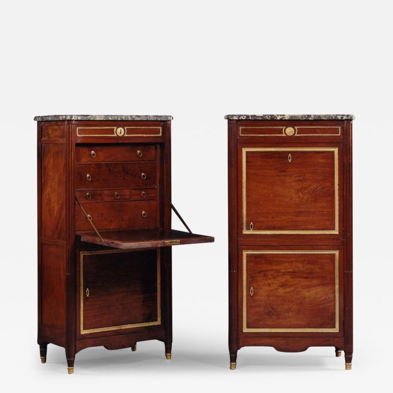 Joseph Gegenback dit Canabas A RARE PAIR OF MAHOGANY AND GILT BRONZE MOUNTED SECRETAIRE