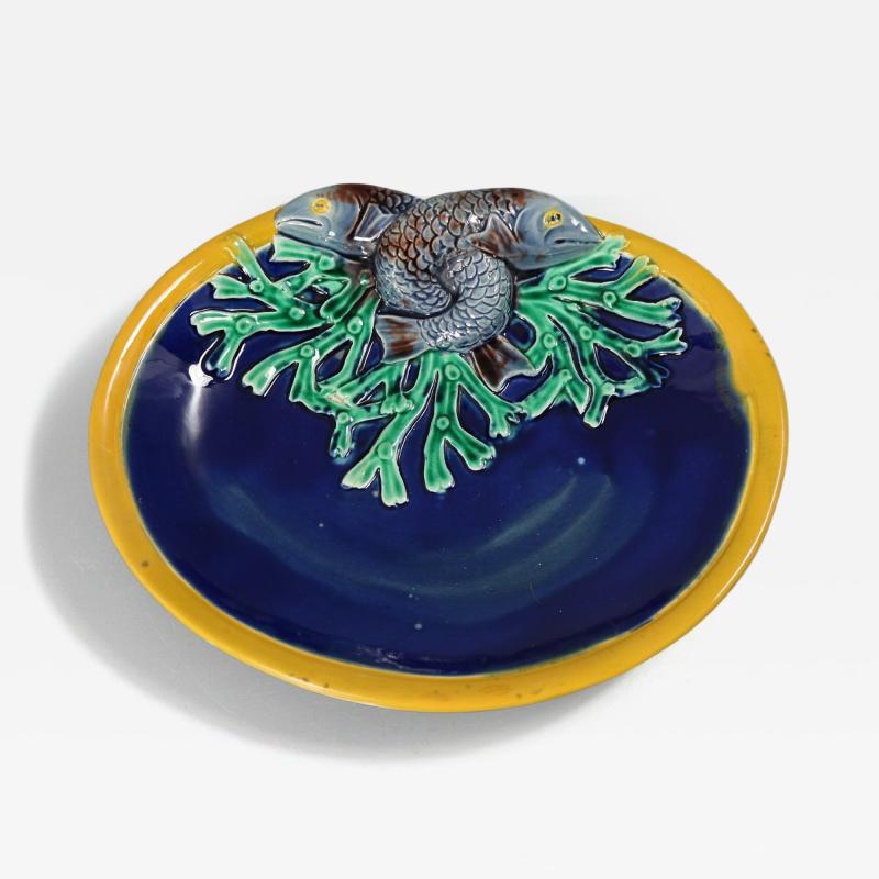 Joseph Holdcroft Majolica Fish on Coral Dish