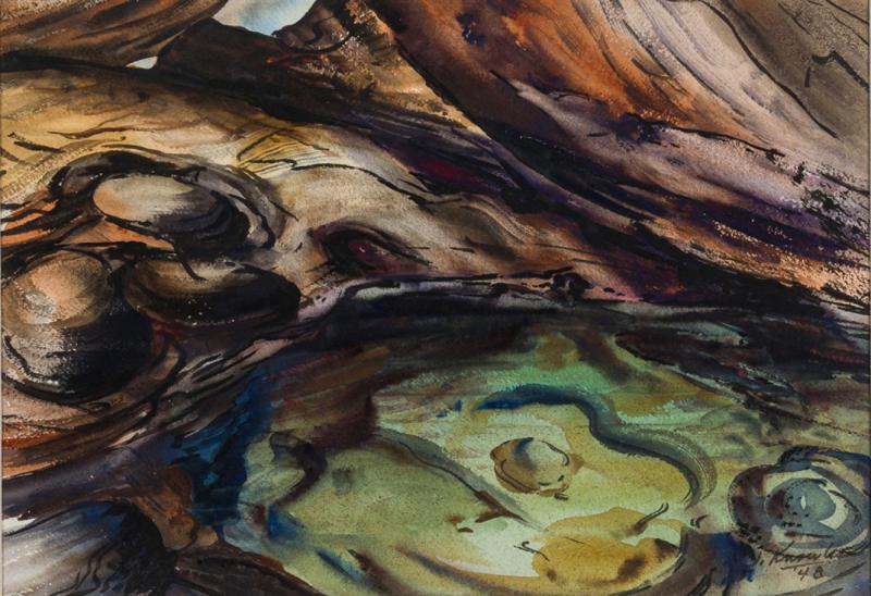 Joseph Knowles American Post War Abstract Watercolor Titled Whirlpool 