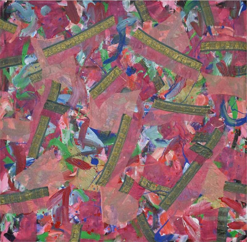 Joseph M Glasco Joseph M Glasco Oil and Collage on Canvas 34 Dated 1985