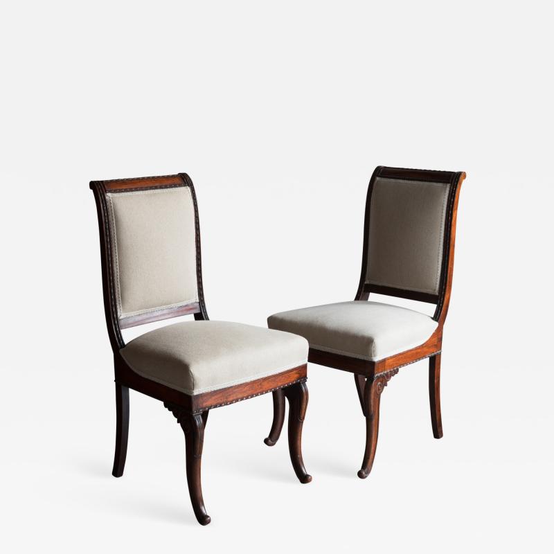 Joseph Pierre Francois Jeanselme PAIR OF RESTAURATION PERIOD ROSEWOOD SIDE CHAIRS STAMPED JEANSELME