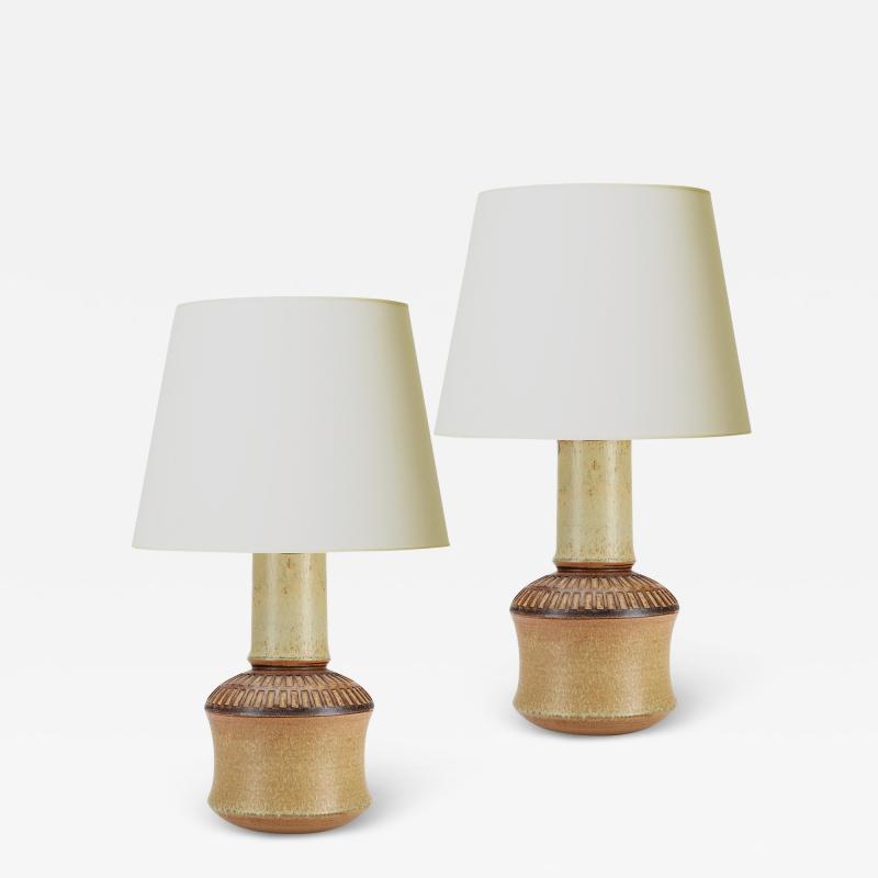 Joseph Simon Near Pair of Brutalist Style Table Lamps by Soholm Stentoj