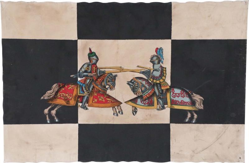 Jousting Knights On Chequered Ground Painting