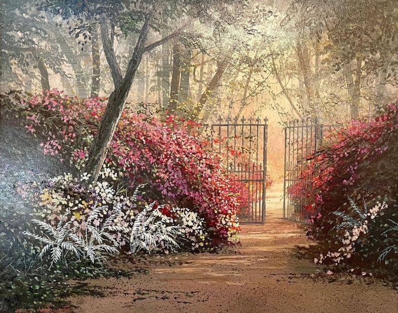 Juan Archuleta Gates and Garden Painting