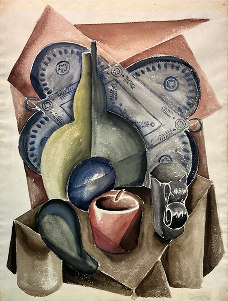 Juan Gris 1930S CUBIST ABSTRACT STILL LIFE WATERCOLOR IN THE MANNER OF JUAN GRIS