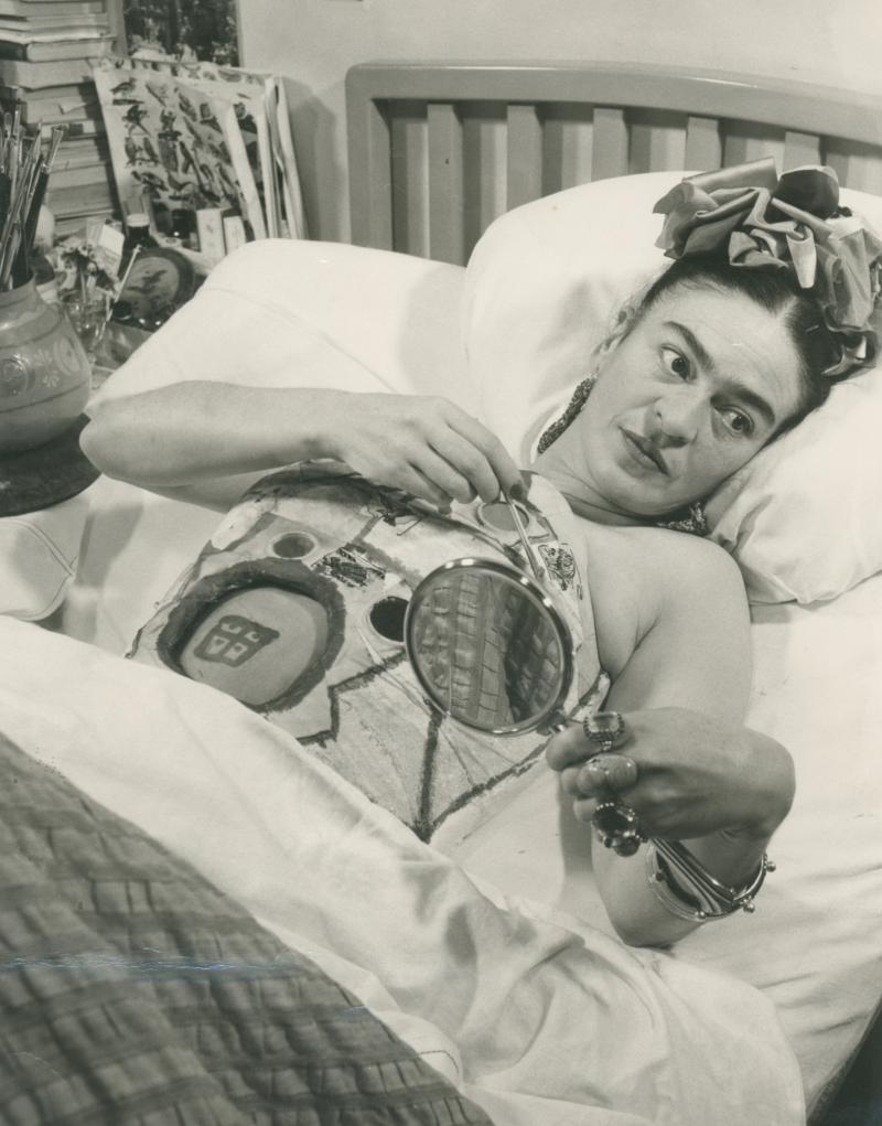 Juan Guzman Frida At ABC Hospital holding Decorated Skull Mexico