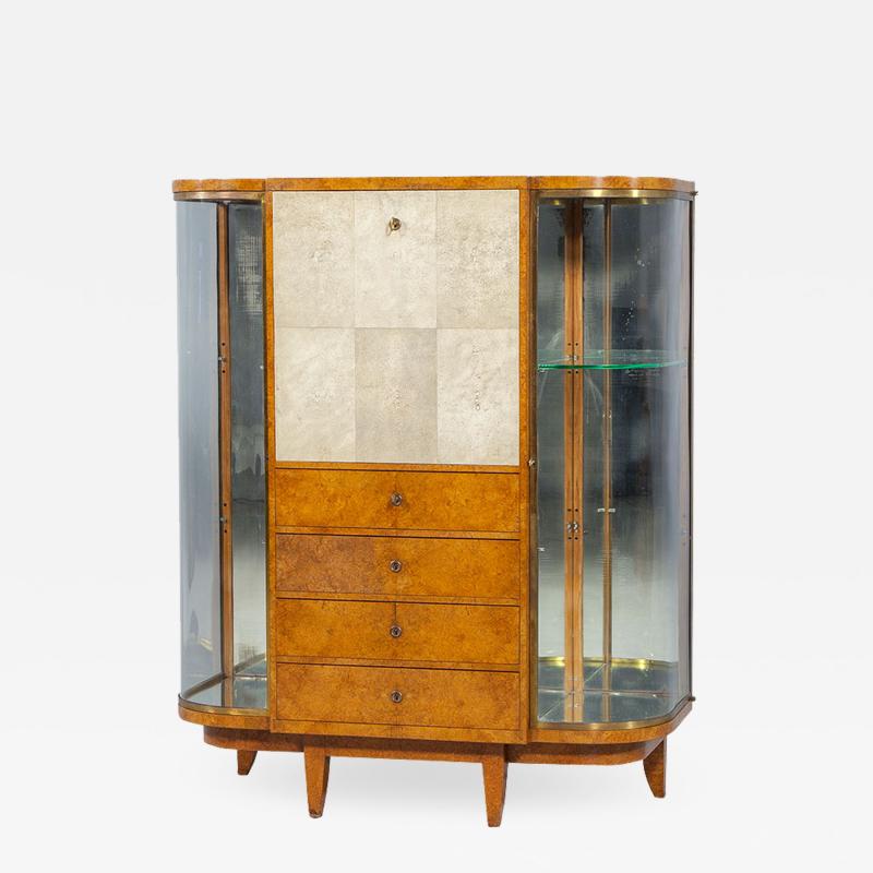 Jules Deroubaix Art Deco Burl Sandalwood Wood and Shagreen Secretaire Cabinet by Jules Deroubaix