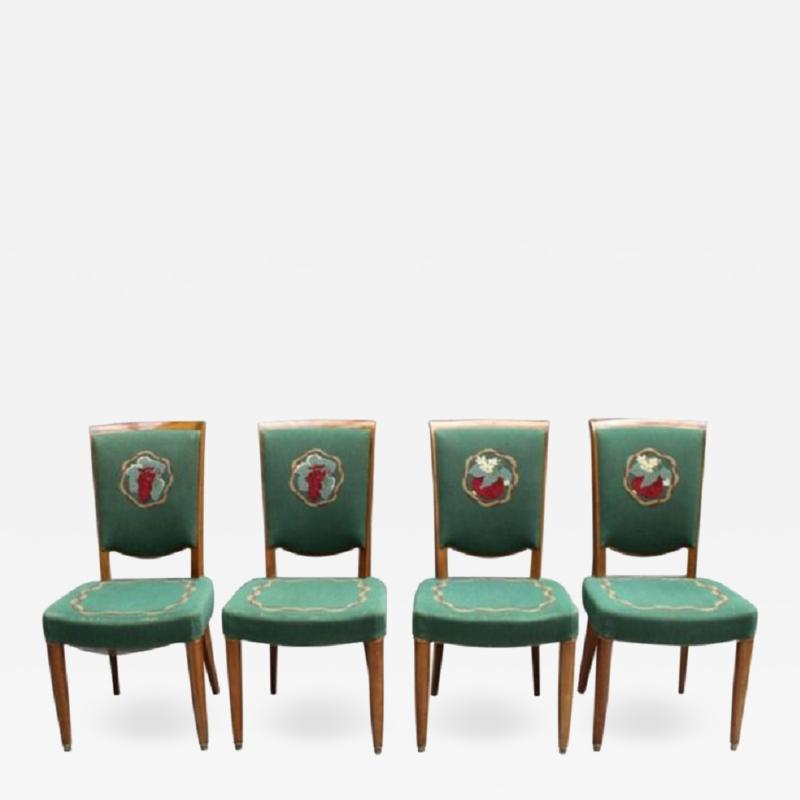 Jules Leleu 4 Fine French Art Deco Dining Chairs by Jules Leleu 4 arm chairs available 