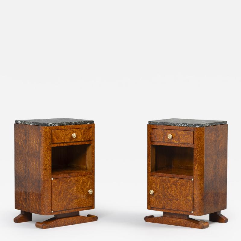 Jules Leleu A Matched Pair of Art Deco Nightstands in the manner of Jules Leleu 
