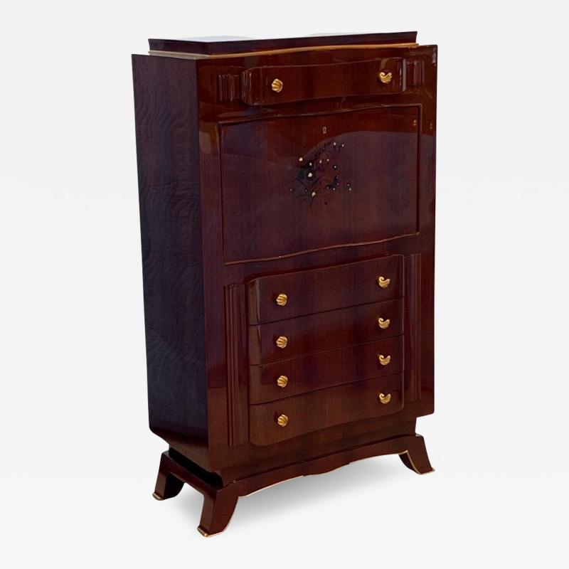 Jules Leleu Art Deco Rosewood Secretaire by Jules Leleu