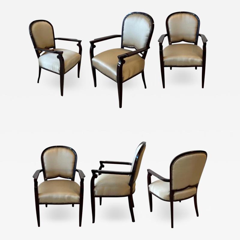 Jules Leleu Art Deco of 6 Dining Chairs by Jules Leleu