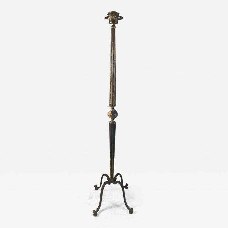 Jules Leleu FRENCH 1940s BRASS AND WOOD FLOOR LAMP