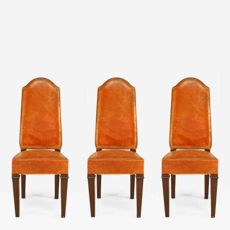 Jules Leleu French Art Deco Ebony Macassar Veneered Sided Chairs