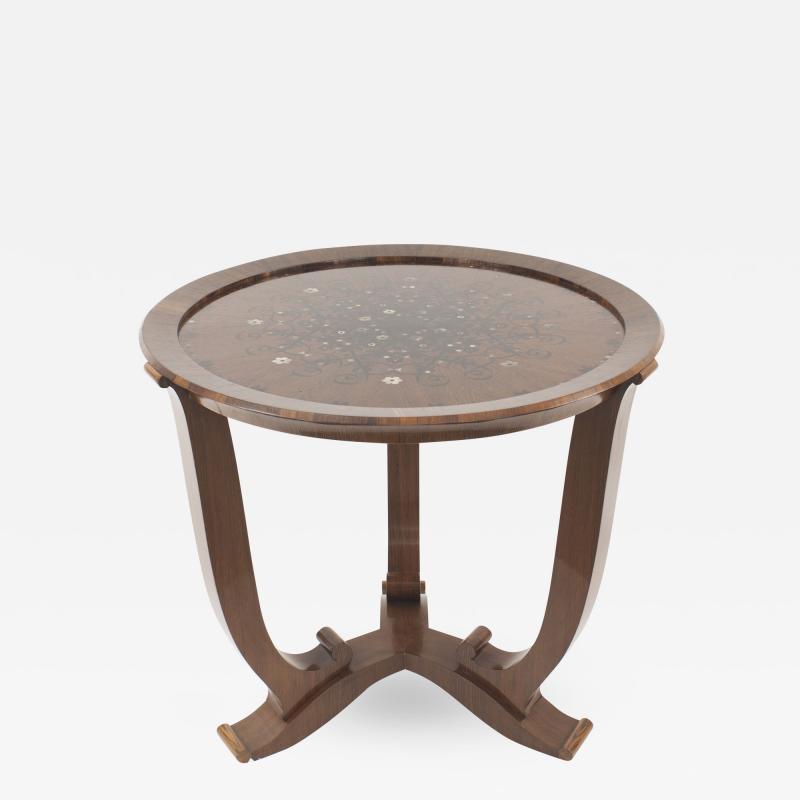 Jules Leleu French Mid Century Rosewood Round End Table