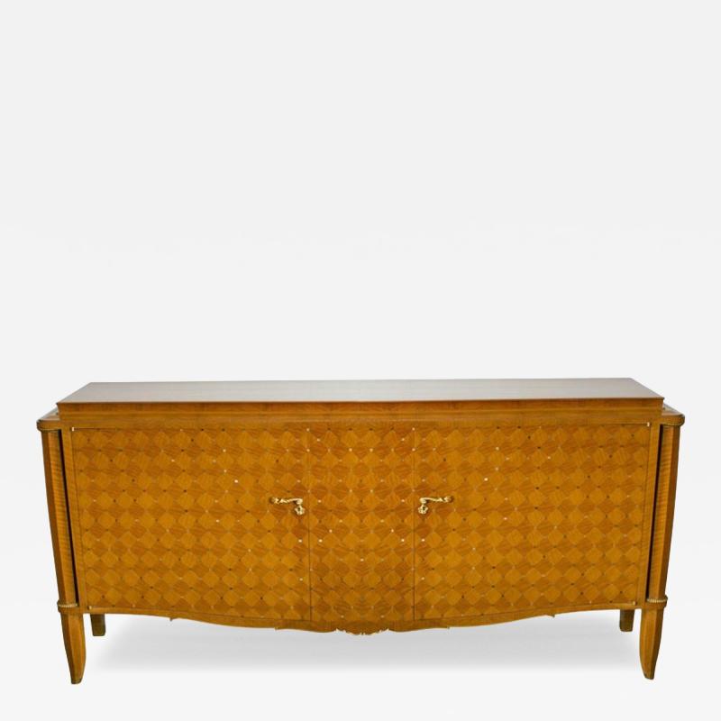 Jules Leleu Important French BronzeWalnutParquetry Mother of Pearl CredenzaJules Leleu