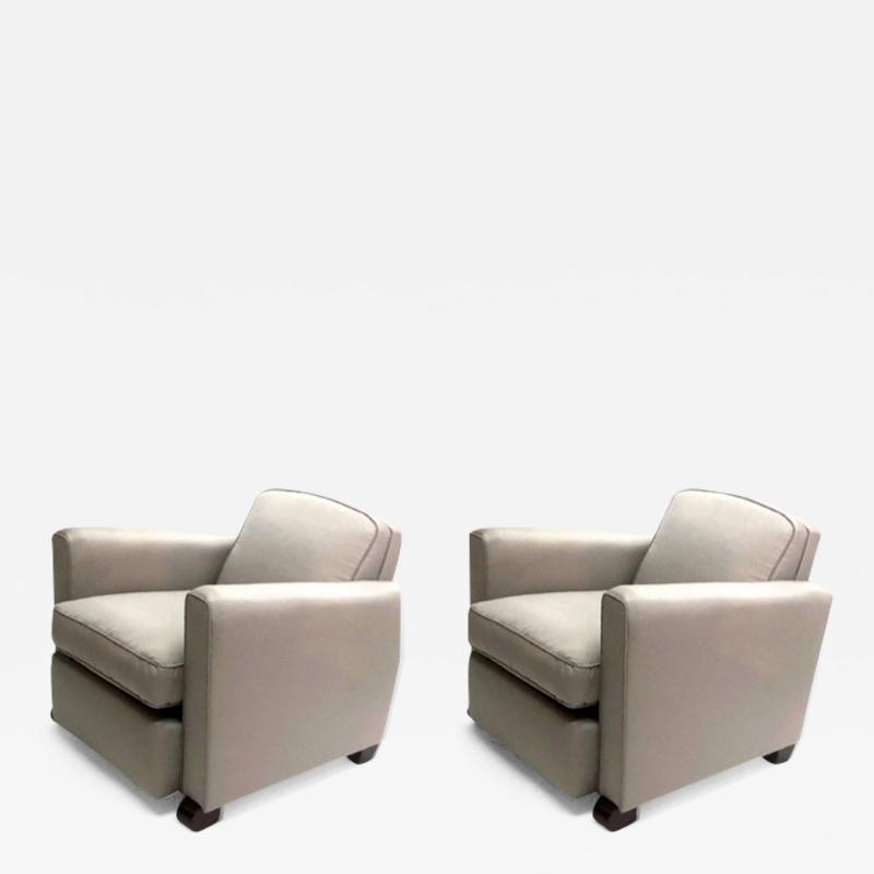 Jules Leleu Jules Leleu pair of refined club chairs fully restored