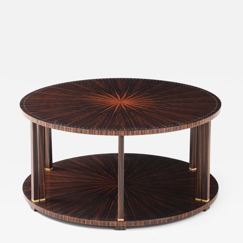 Jules Leleu Leleu Style Macassar Ebony Circular Double Sunburst Coffee Table France