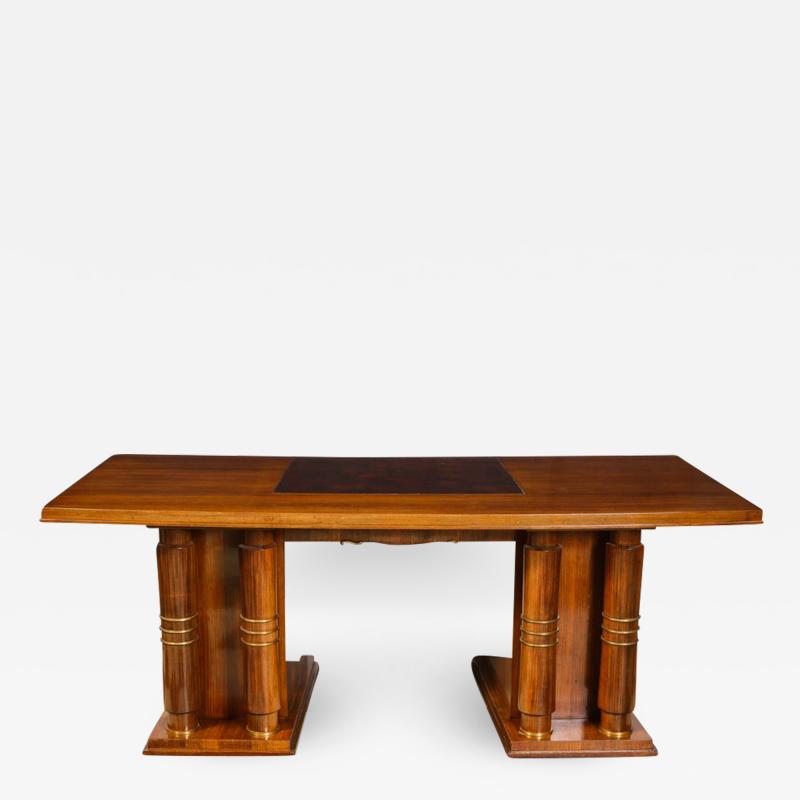 Jules Leleu Mahogany Art Deco Desk by Jules Leleu