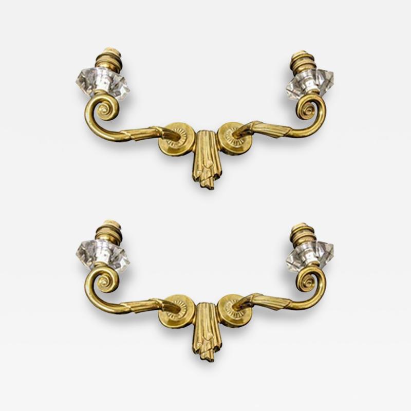 Jules Leleu Pair of Draperie French Art Deco Wall Sconces signed by Jules Leleu
