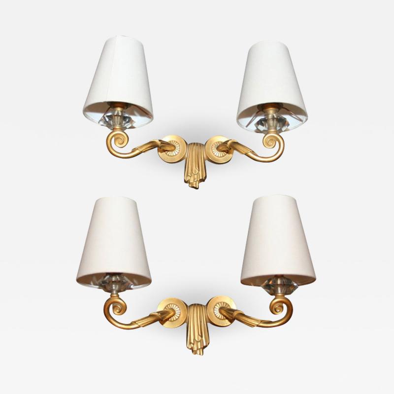 Jules Leleu Pair of Draperie Wall Sconces by JULES LELEU