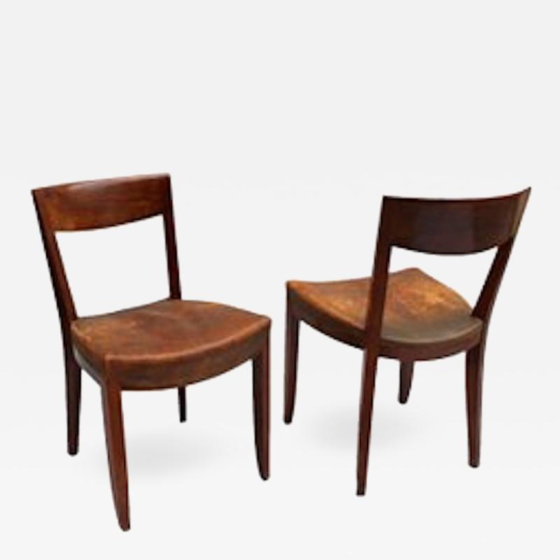 Jules Leleu Pair of French Art Deco Side Chairs by Jules Leleu