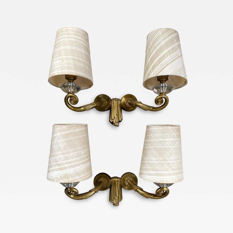 Jules Leleu Pair of Jules Leleu Art Deco Sconces