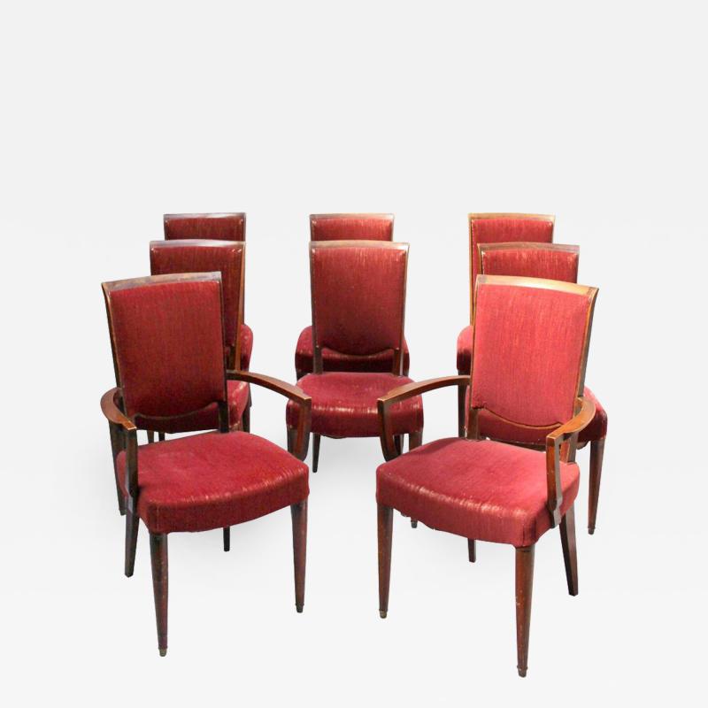 Jules Leleu SET OF 8 FINE FRENCH ART DECO DINING CHAIRS BY JULES LELEU