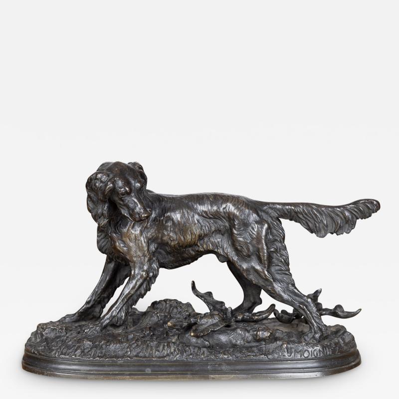 Jules Moigniez 19th Century French Bronze Of Setter With Hare Jules Moigniez 1835 1894 