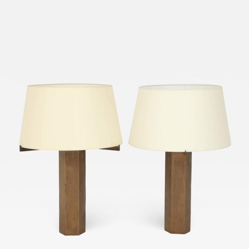 Jules Wabbes Pair of Table lamps solid bronze by Jules Wabbes