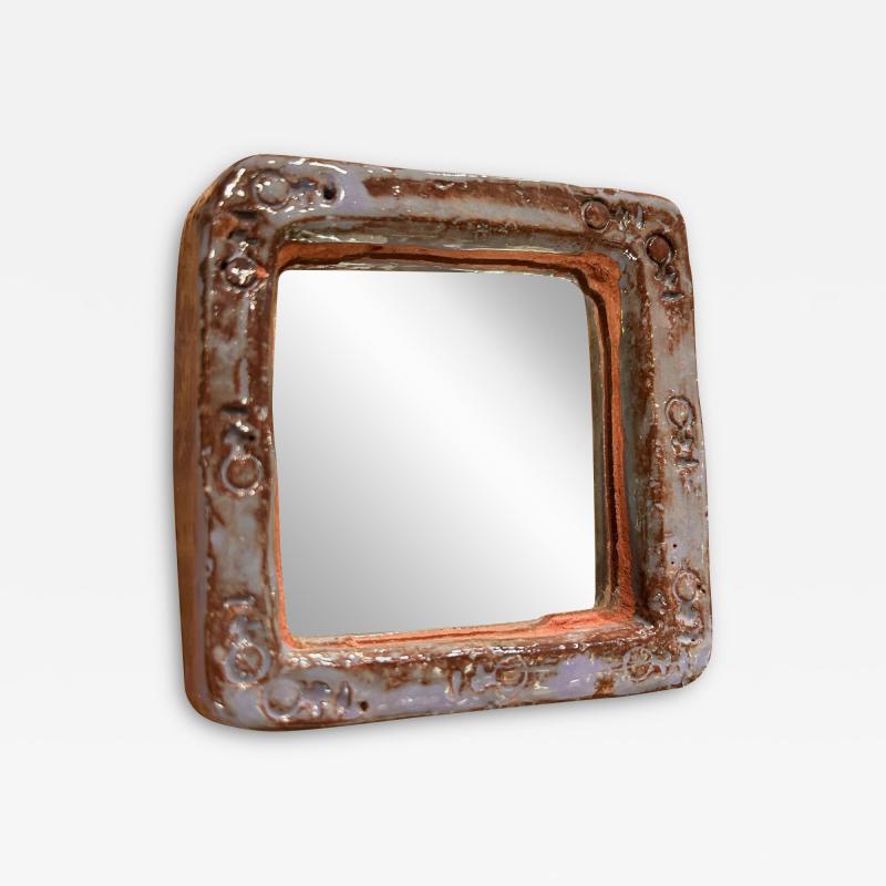 Juliette Derel Small ceramic mirror by Juliette Derel France 1960s