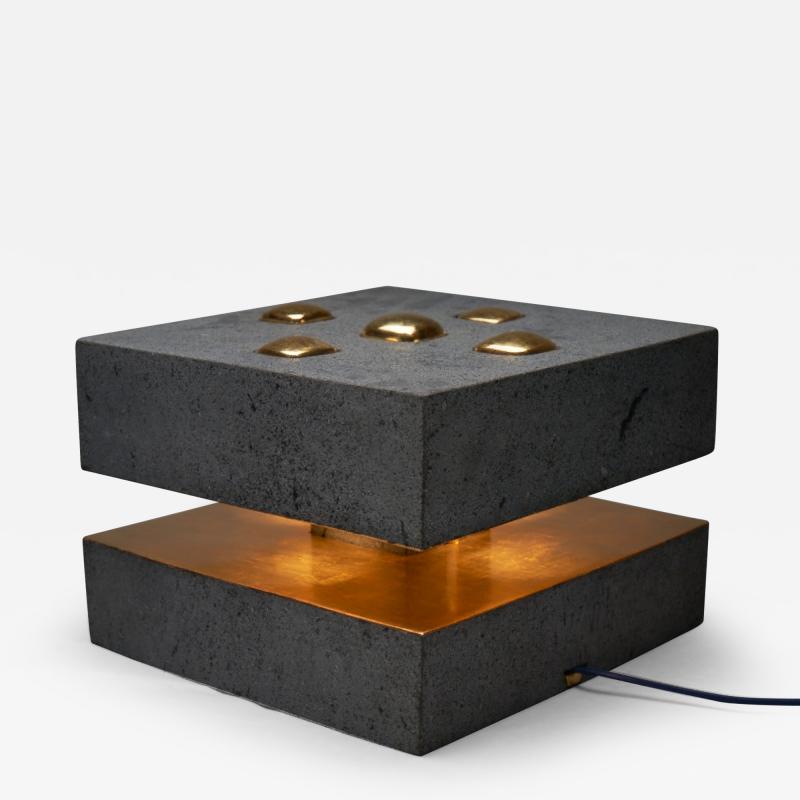 Julio Mart nez Barnetche Architectural Lamp volcanic stone and gold leaf