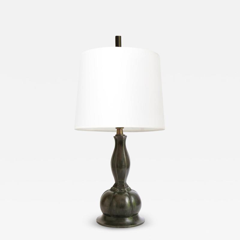 Just Andersen JUST ANDERSEN TABLE LAMP IN PATINATED DISKO METAL DENMARK 1930S