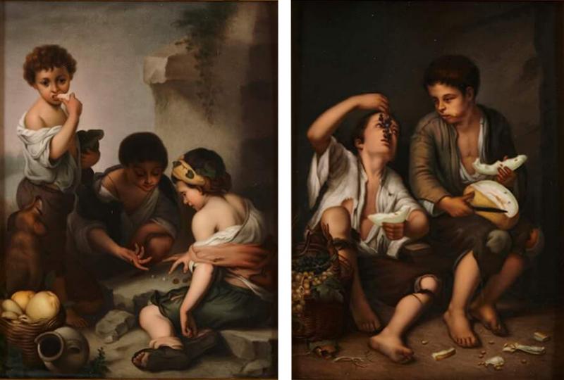 K nigliche Porzellan Manufaktur KPM Pair of KPM porcelain plaques after Spanish Baroque paintings by Murillo