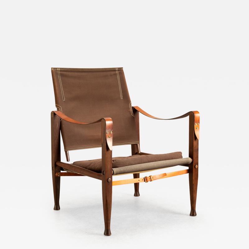 Kaare Klint Brown Canvas Kaare Klint Safari Chair Denmark 1950s