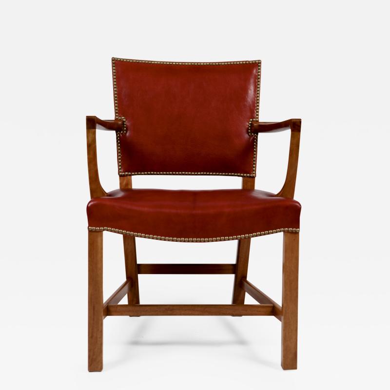 Kaare Klint Kaare Klint Barcelona Armchair Red Leather Cuban Mahogany Denmark 1950s 