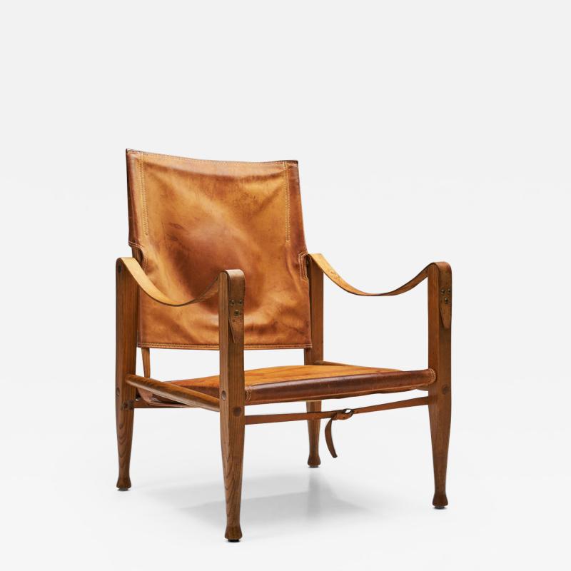 Kaare Klint Kaare Klint KK47000 Safari Chair in Patinated Leather Denmark 1930s