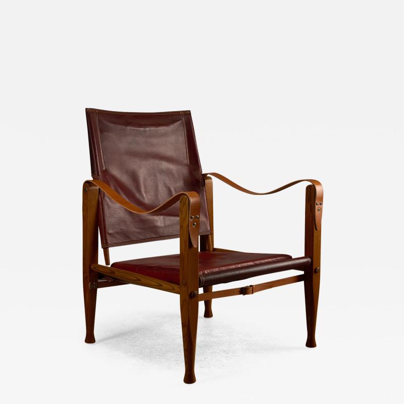 Kaare Klint Mid Century Red Leather Safari Chair by Kaare Klint Denmark 1950s