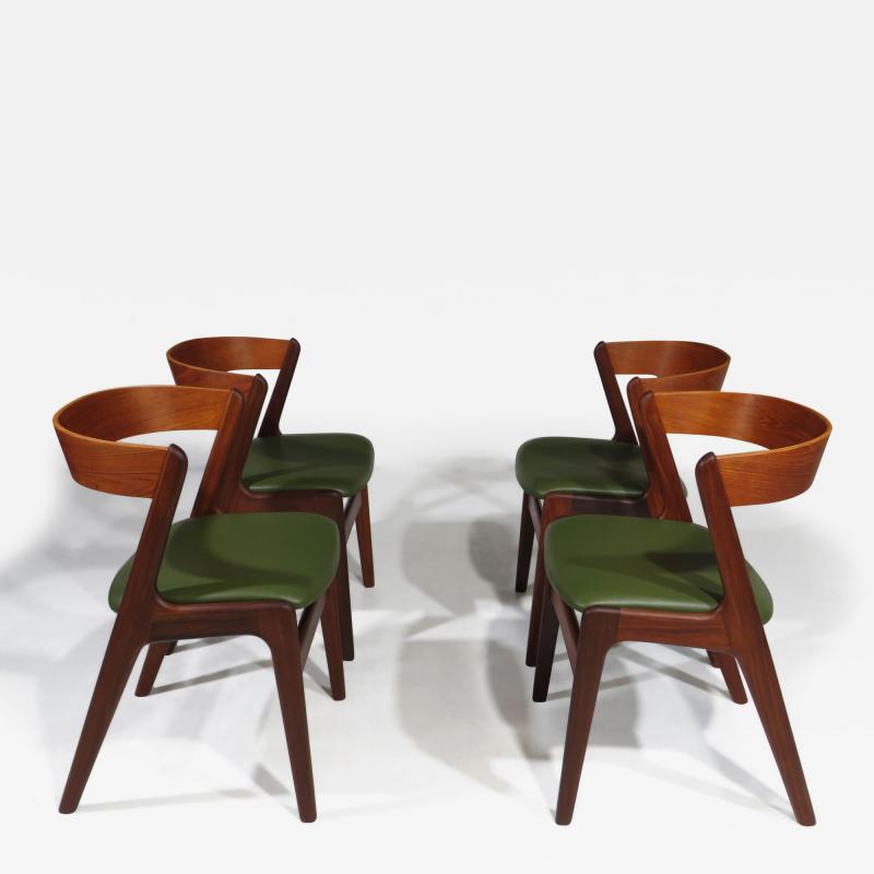 Kai Kristiansen Four Danish Teak Curved Back Dining Chairs