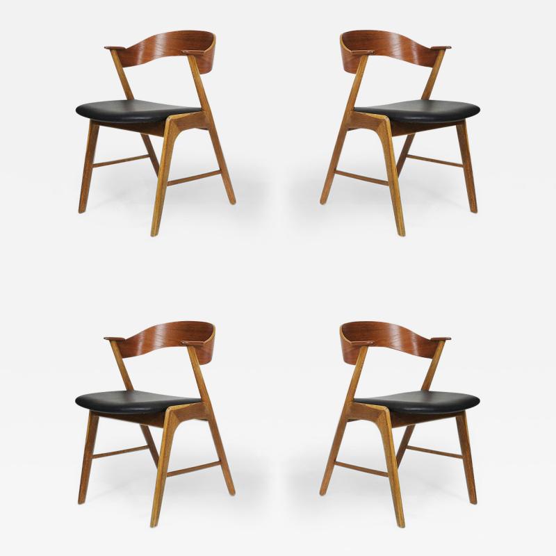 Kai Kristiansen Kai Kristiansen Oak and Teak Curved Back Dining Chairs