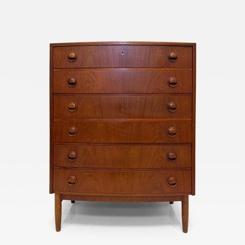 Kai Kristiansen Mid century Danish Modern Teak Curved Chest of Drawers Kai Kristiansen Style