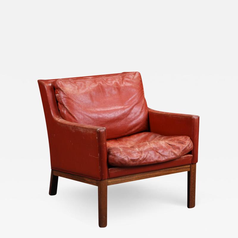 Kai Lyngfeldt Larsen Kai Lyngfeldt Larsen Red Leather Rosewood Armchair