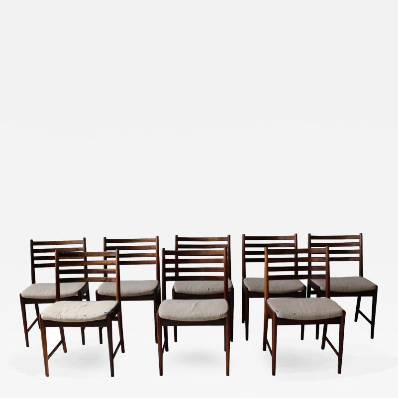 Kai Lyngfeldt Larsen Set of Eight 1960s Danish Rosewood Chairs by Kai Lyngfeldt