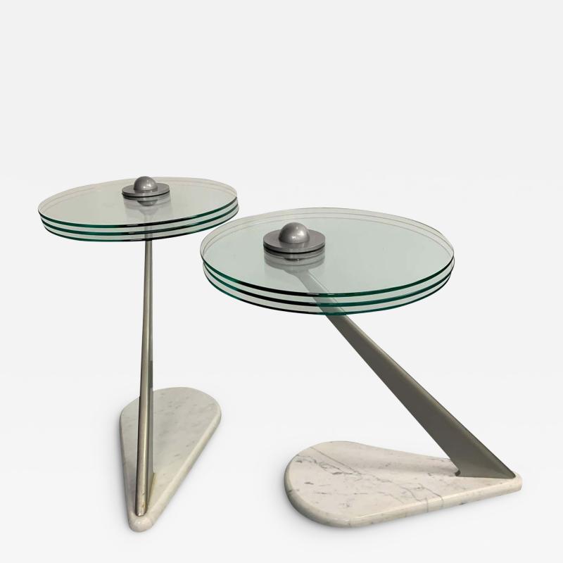 Kaiser Newman Postmodern Marble and Glass Drinks Tables by Bruce Kaiser of Kaiser Newman