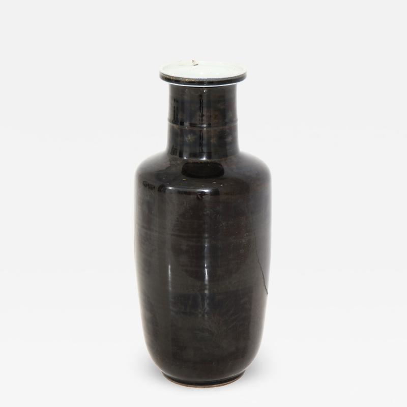 Kangxi Period Black and Gilt Porcelain Vase
