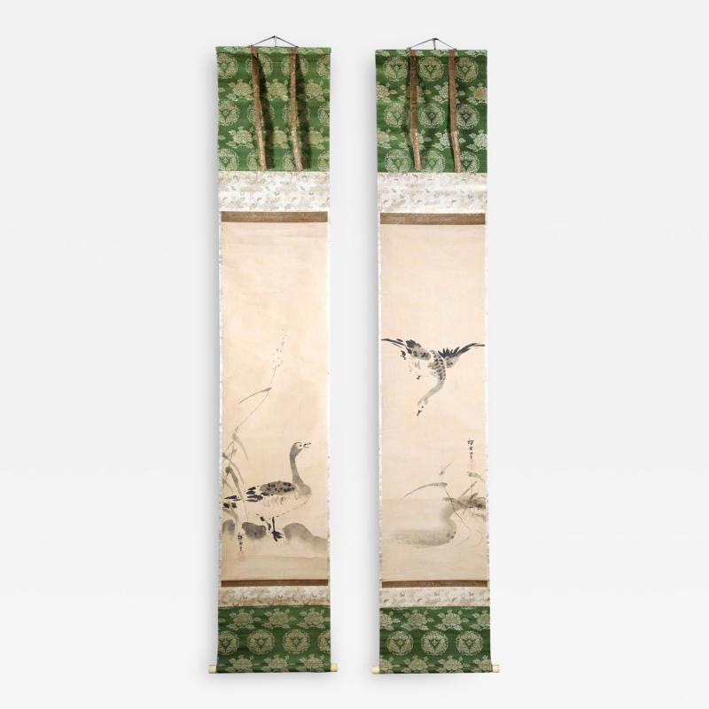 Kano Tanyu Pair of Japanese Ink Hanging Scrolls Kano Tanyu