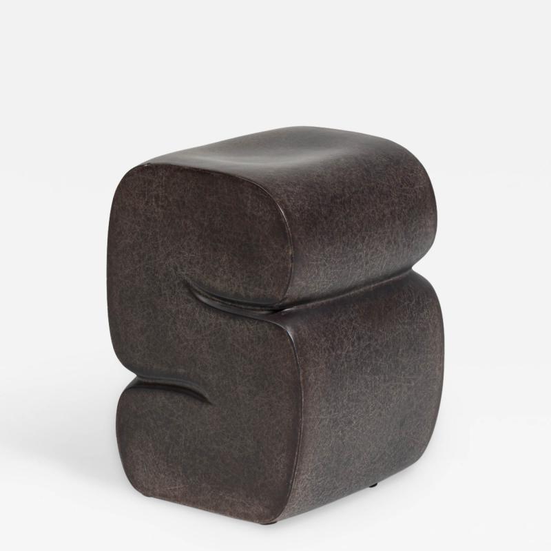 Kar Studio Chinese Contemporary Brown Fiberglass Low Stool