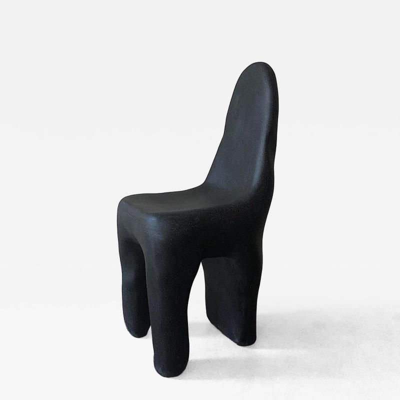 Kar Studio Contemporary Black Amorphous Playdough Fiberglass Side Chairs